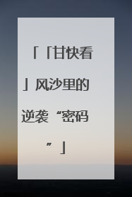 「甘快看」风沙里的逆袭“密码”