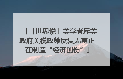 「世界说」美学者斥美政府关税政策反复无常正在制造“经济创伤”