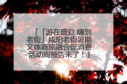 「游在盛夏 嗨到老街」咸阳老街暑期文体商旅融合促消费活动周预告来了！