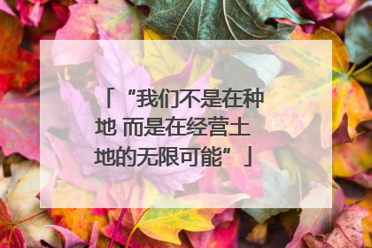 “我们不是在种地 而是在经营土地的无限可能”