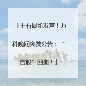 王石最新发声！万科晚间突发公告：“售股”回血！