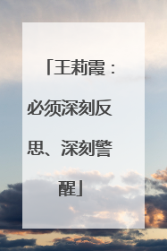 王莉霞：必须深刻反思、深刻警醒