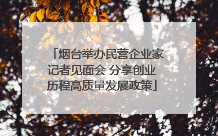 烟台举办民营企业家记者见面会 分享创业历程高质量发展政策