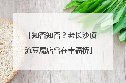知否知否？老长沙顶流豆腐店曾在幸福桥