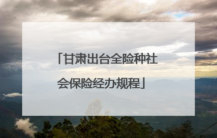 甘肃出台全险种社会保险经办规程