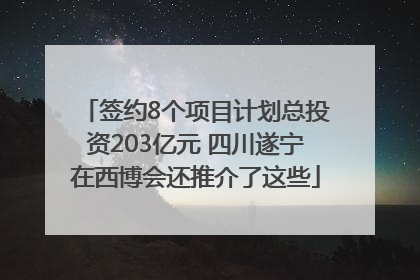 签约8个项目计划总投资203亿元 四川遂宁在西博会还推介了这些