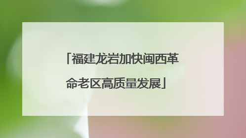福建龙岩加快闽西革命老区高质量发展
