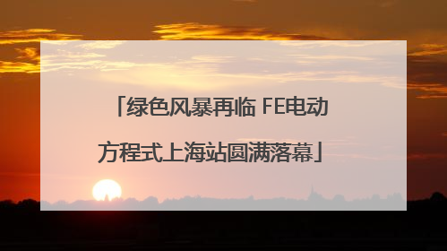 绿色风暴再临 FE电动方程式上海站圆满落幕