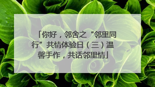 你好，邻舍之“邻里同行”共情体验日（三）温馨手作，共话邻里情