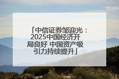 中信证券邹迎光：2025中国经济开局良好 中国资产吸引力持续提升