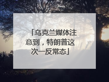 乌克兰媒体注意到，特朗普这次一反常态