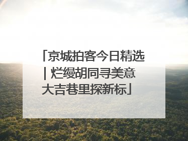 京城拍客今日精选｜烂缦胡同寻美意 大吉巷里探新标