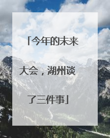 今年的未来大会，湖州谈了三件事
