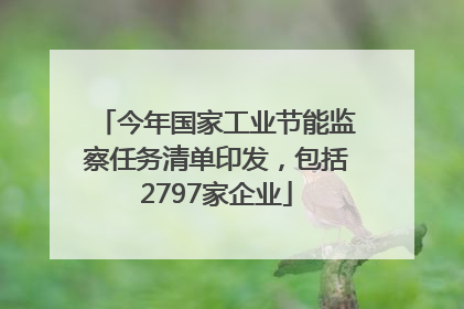 今年国家工业节能监察任务清单印发，包括2797家企业
