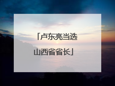 卢东亮当选山西省省长