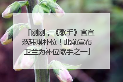 刚刚，《歌手》官宣范玮琪补位！此前宣布卫兰为补位歌手之一