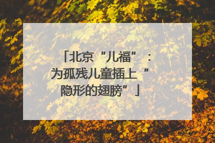 北京“儿福”：为孤残儿童插上“隐形的翅膀”