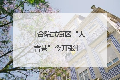 合院式街区“大吉巷”今开张