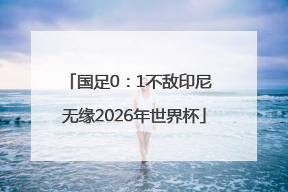 国足0：1不敌印尼 无缘2026年世界杯