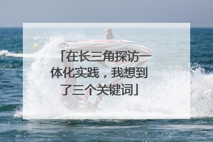 在长三角探访一体化实践，我想到了三个关键词