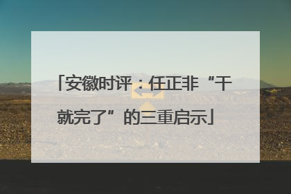 安徽时评：任正非“干就完了”的三重启示