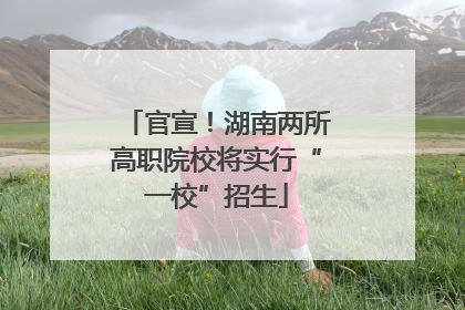 官宣！湖南两所高职院校将实行“一校”招生