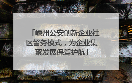 嵊州公安创新企业社区警务模式，为企业集聚发展保驾护航
