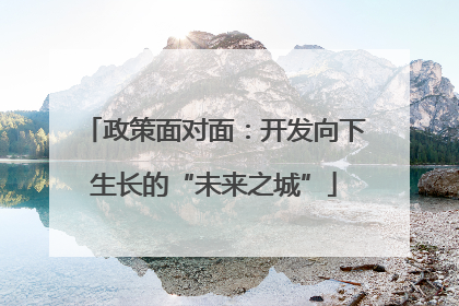 政策面对面：开发向下生长的“未来之城”