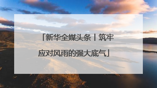 新华全媒头条丨筑牢应对风雨的强大底气