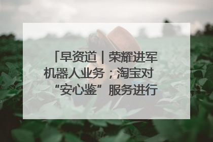 早资道｜荣耀进军机器人业务；淘宝对“安心鉴”服务进行逐步下线调整