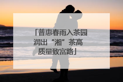 普惠春雨入茶园 润出“湘”茶高质量致富路