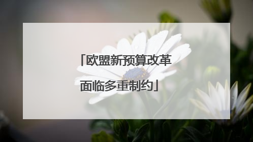 欧盟新预算改革面临多重制约