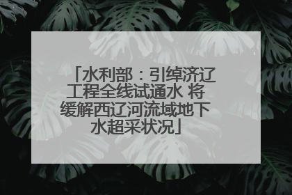 水利部：引绰济辽工程全线试通水 将缓解西辽河流域地下水超采状况
