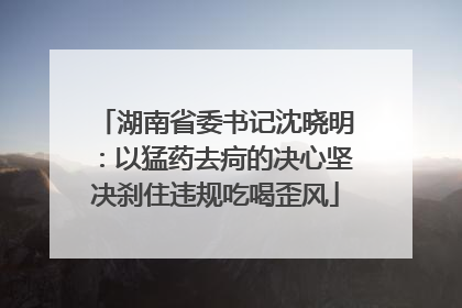 湖南省委书记沈晓明：以猛药去疴的决心坚决刹住违规吃喝歪风