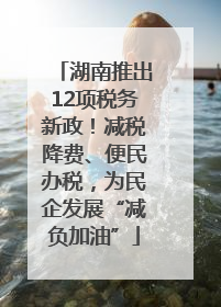 湖南推出12项税务新政！减税降费、便民办税，为民企发展“减负加油”