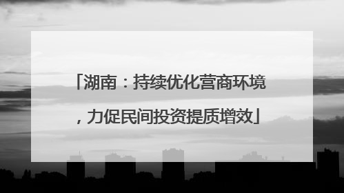 湖南：持续优化营商环境，力促民间投资提质增效