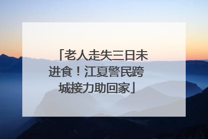 老人走失三日未进食！江夏警民跨城接力助回家