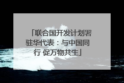 联合国开发计划署驻华代表：与中国同行 促万物共生