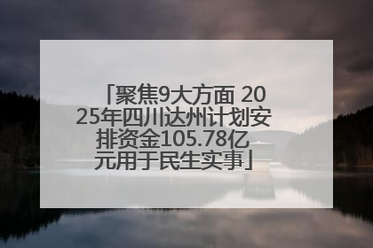 聚焦9大方面 2025年四川达州计划安排资金105.78亿元用于民生实事