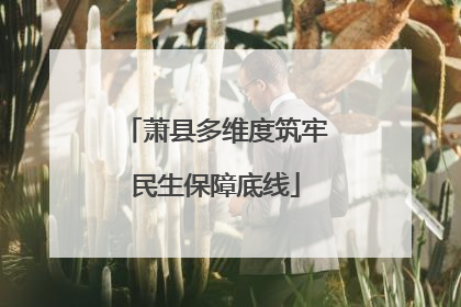 萧县多维度筑牢民生保障底线