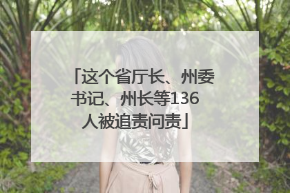 这个省厅长、州委书记、州长等136人被追责问责