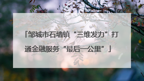 邹城市石墙镇“三维发力”打通金融服务“最后一公里”
