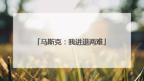 马斯克：我进退两难