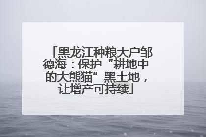 黑龙江种粮大户邹德海：保护“耕地中的大熊猫”黑土地，让增产可持续