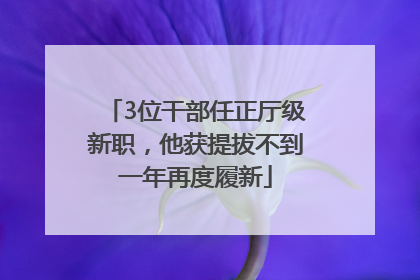 3位干部任正厅级新职，他获提拔不到一年再度履新