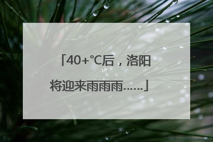 40+℃后，洛阳将迎来雨雨雨……