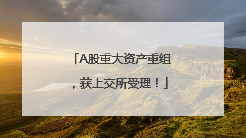 A股重大资产重组，获上交所受理！